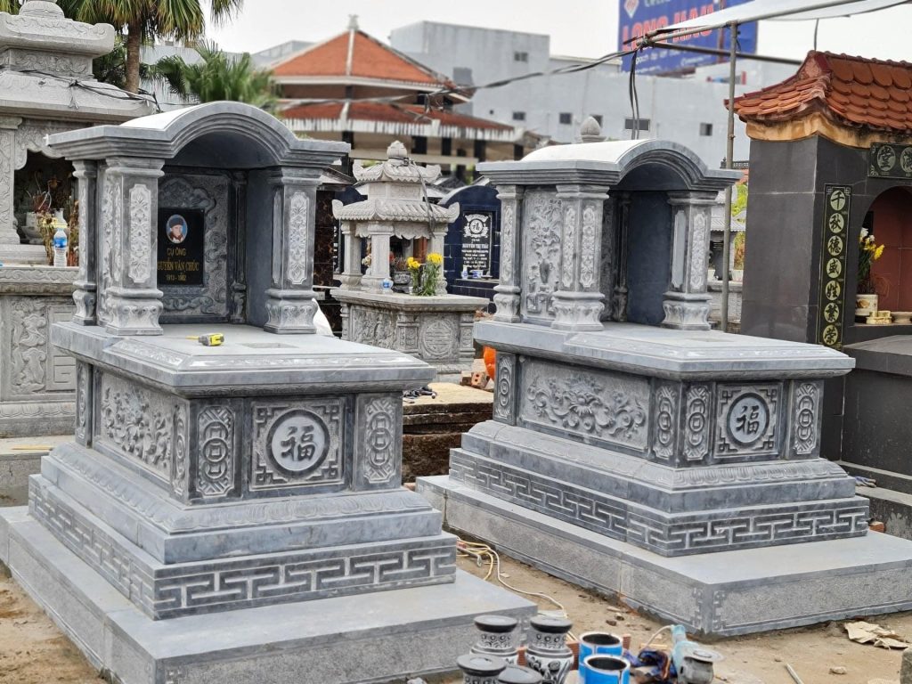 Mẫu mộ đá 1 mái đẹp, hoa văn tinh xảo